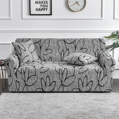 Housse de canapé extensible à motifs Plume noir 3 place(190-230cm) - MaisonHousse