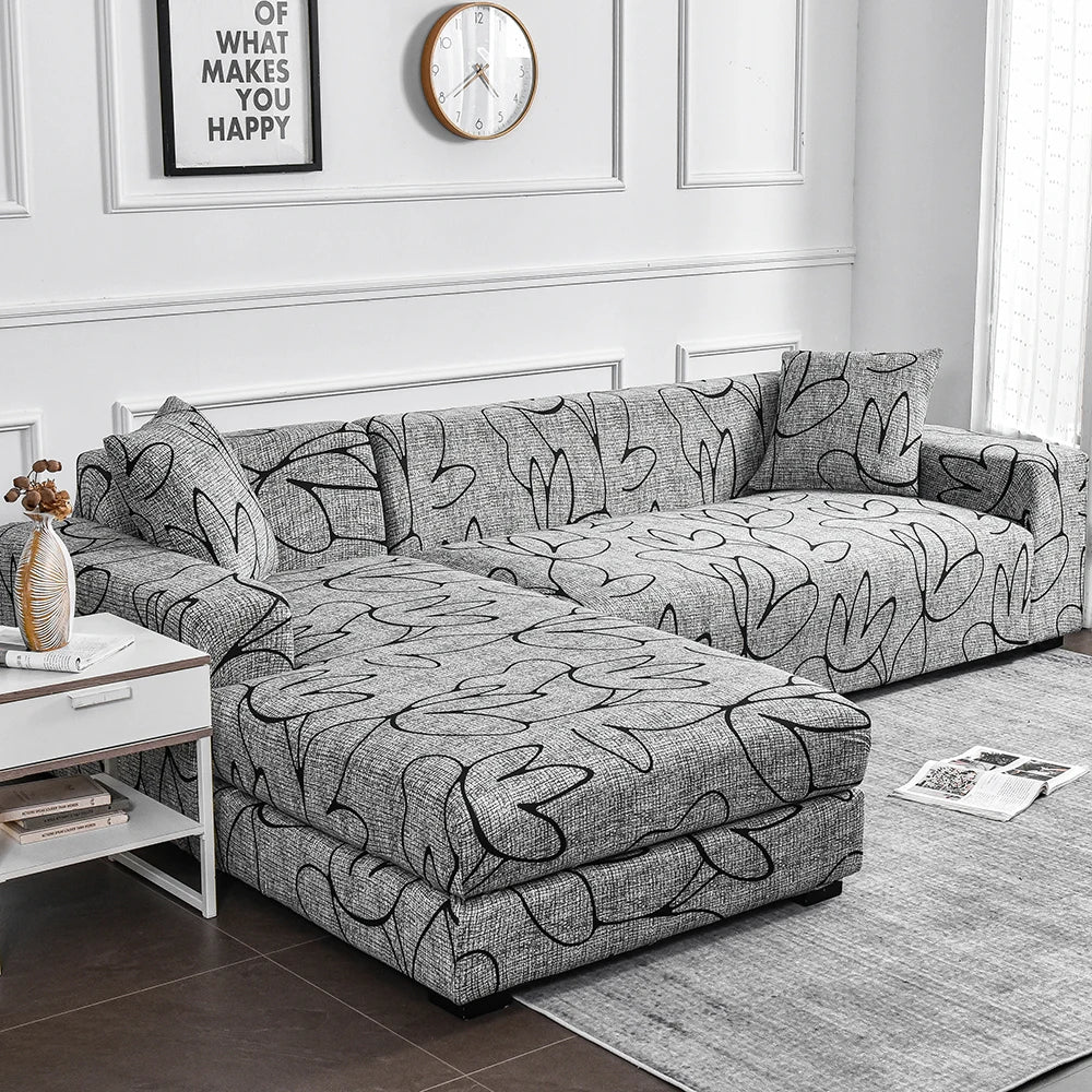 Housse de canapé d'angle grise extensible - MaisonHousse