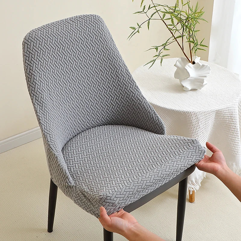 Housse de chaise jacquard dossier arrondi - vue 4