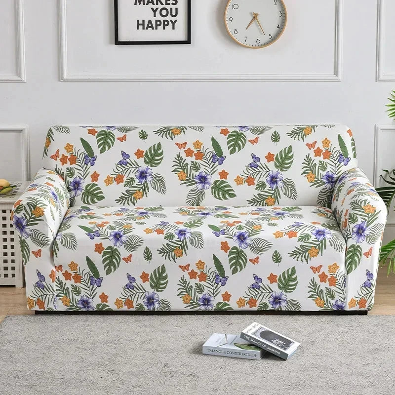 Housse de canapé extensible à motifs Carreau 4 place(235-300cm) - MaisonHousse