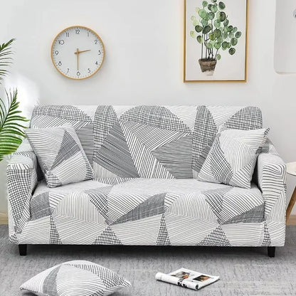 Housse de canapé extensible à motifs Carreau orange 4 place(235-300cm) - MaisonHousse