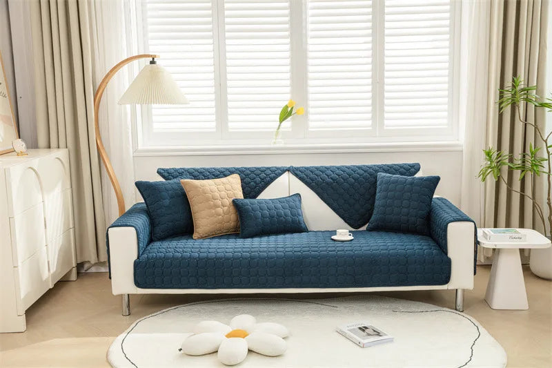 Housse de canapé antidérapante matelassée Marron 70x90cm - MaisonHousse