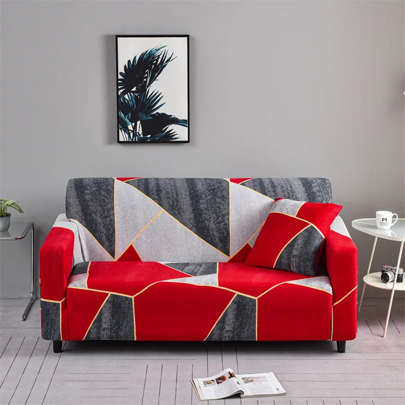 Housse de canapé extensible à motifs Carreau noir 2 place(145-185cm) - MaisonHousse