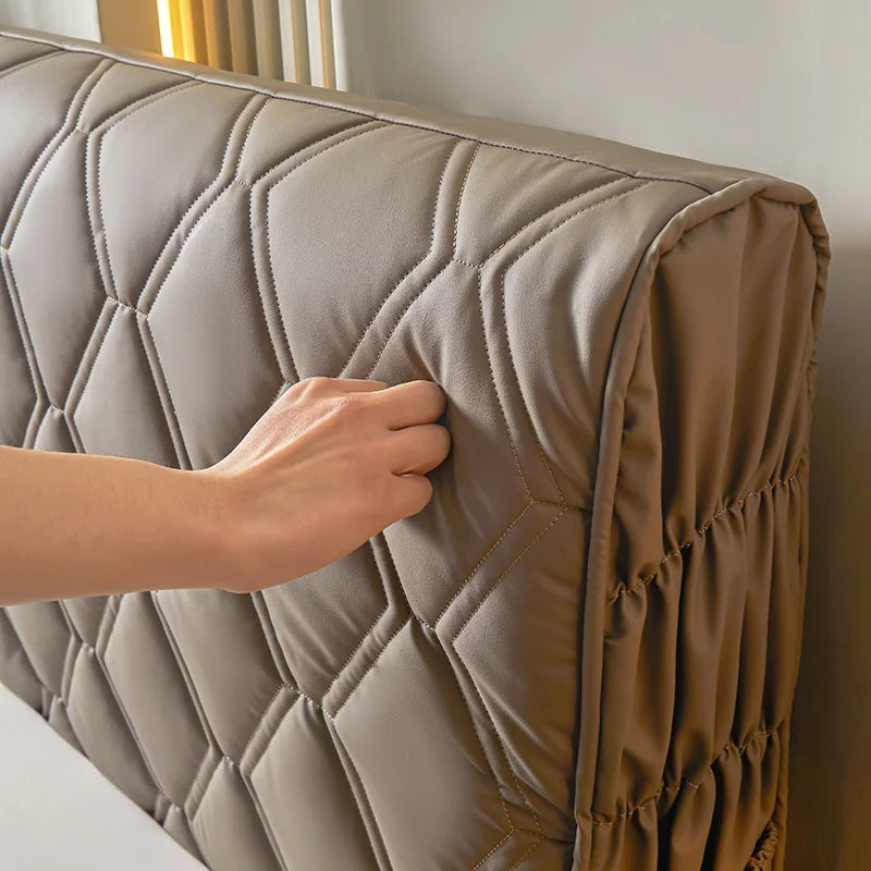 Housse de tête de lit similicuir matelassé Beige 120x70cm - MaisonHousse
