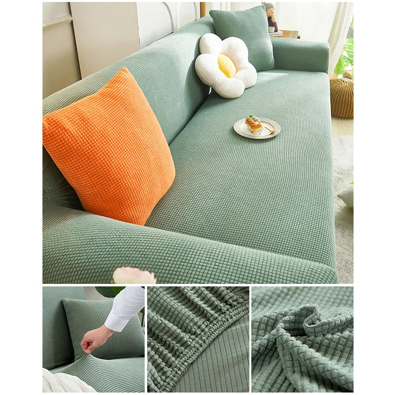 Housse de canapé extensible Jacquard Rose 2 Place 135-170CM - MaisonHousse