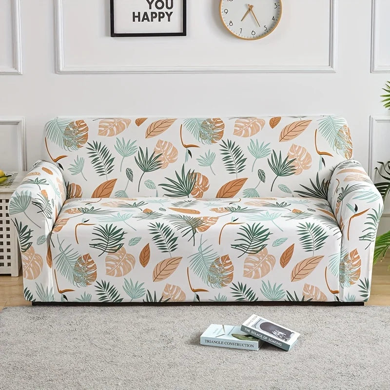 Housse de canapé extensible à motifs Carreau orange 3 place(190-230cm) - MaisonHousse