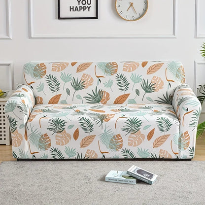 Housse de canapé extensible à motifs Carreau orange 3 place(190-230cm) - MaisonHousse