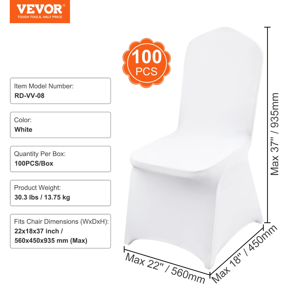 Housse de chaise mariage blanche spandex - vue 7