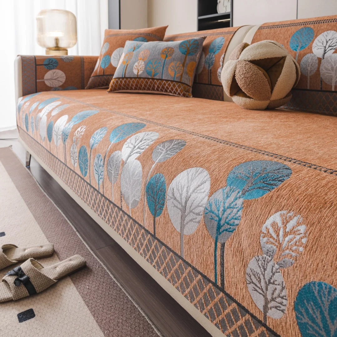 Jeté de canapé jacquard boho arbre et lune - vue 10