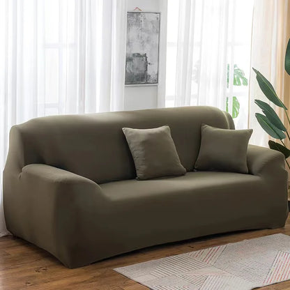Housse de canapé extensible unie Gris clair 4 places 235-300cm - MaisonHousse