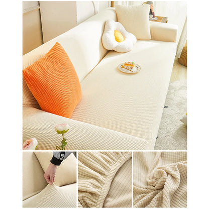 Housse de canapé extensible Jacquard Jade 1 Place 90-130CM - MaisonHousse