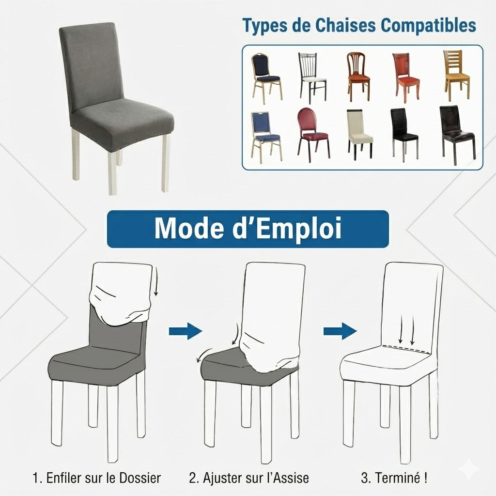 Housse de chaise Jacquard déperlante Marron 6 - MaisonHousse