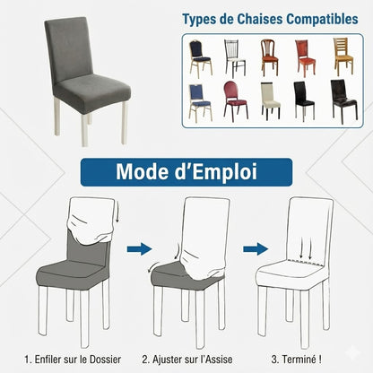 Housse de chaise Jacquard déperlante Marron 6 - MaisonHousse