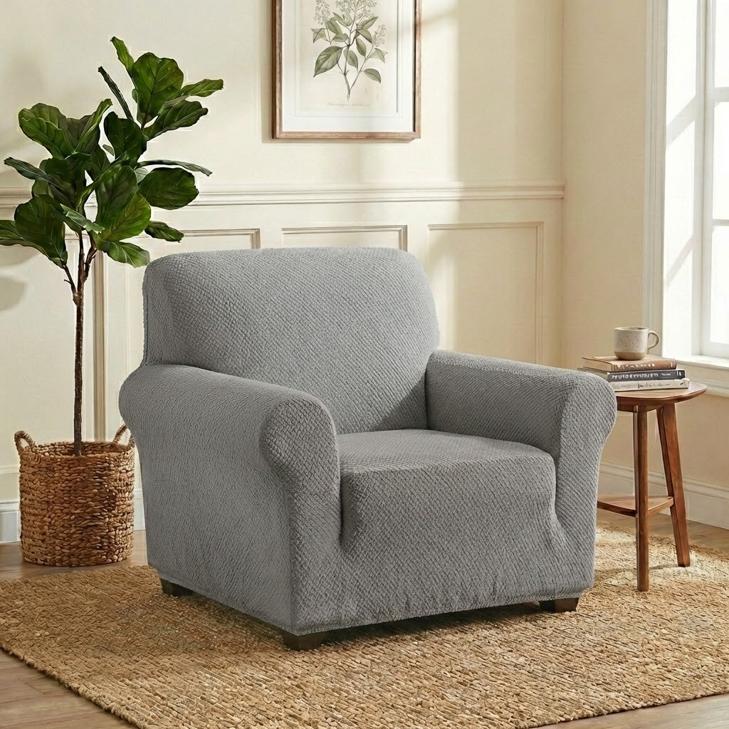 Housse de fauteuil Jacquard Marron - MaisonHousse