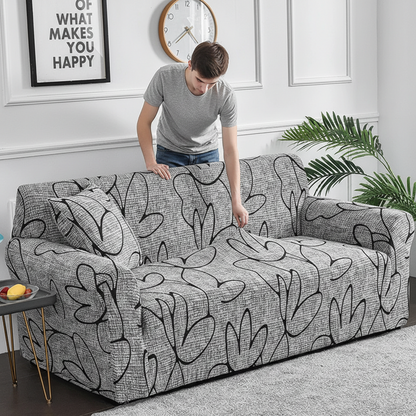 Housse de canapé extensible à motifs Fleur 1 place (90-140cm) - MaisonHousse